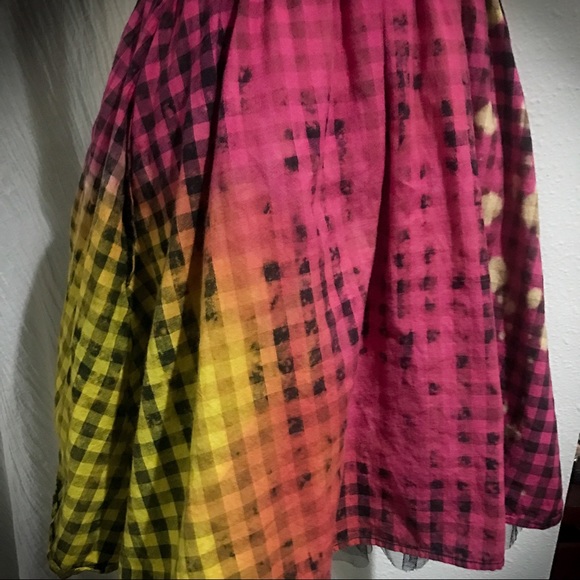 Hand-dyed rainbow gingham dress - Picture 4 of 7